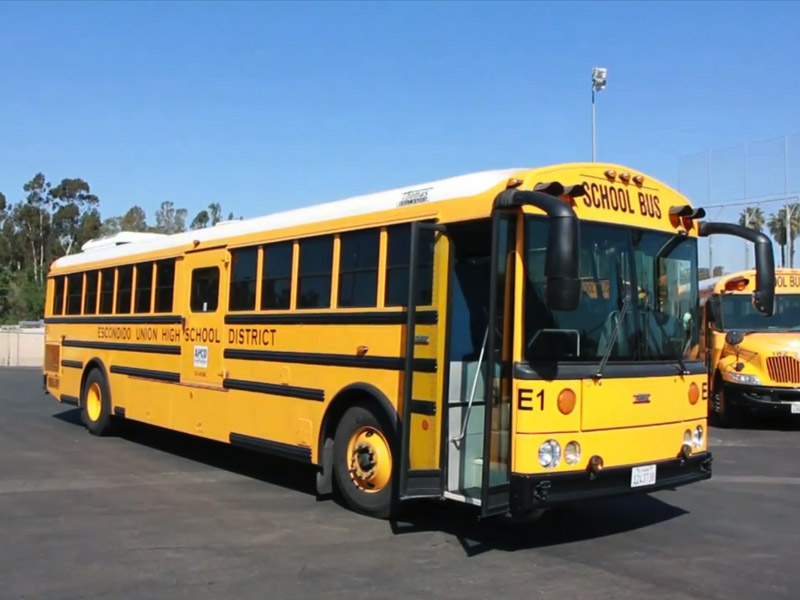 TransPower electric school bus parking at Escondido School District