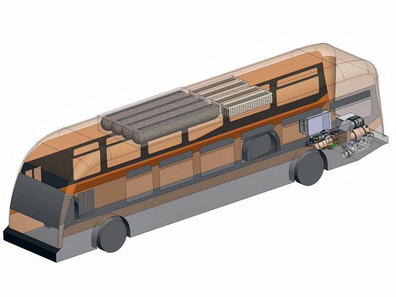 Microturbine CNG Hybrid Bus Concept-isometric view